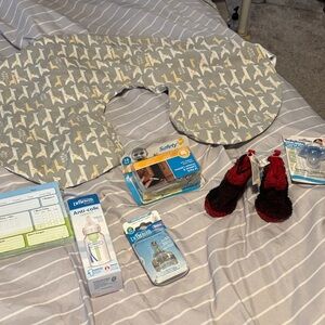 Gray and Cream Nursing Pillow with Giraffe Print